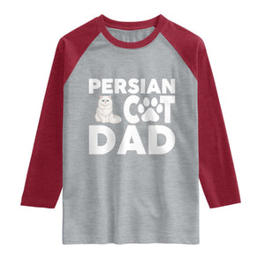Proud Persian Cat Dad Raglan Shirt Funny Fluffy Cat Lover Gift TS12 Heather Gray Heather Red Print Your Wear