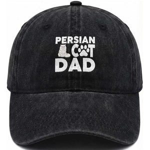 Proud Persian Cat Dad Washed Cotton Baseball Cap Funny Fluffy Cat Lover Gift TS12 Print Your Wear