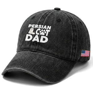 Proud Persian Cat Dad Washed Cotton Baseball Cap Funny Fluffy Cat Lover Gift TS12 Print Your Wear