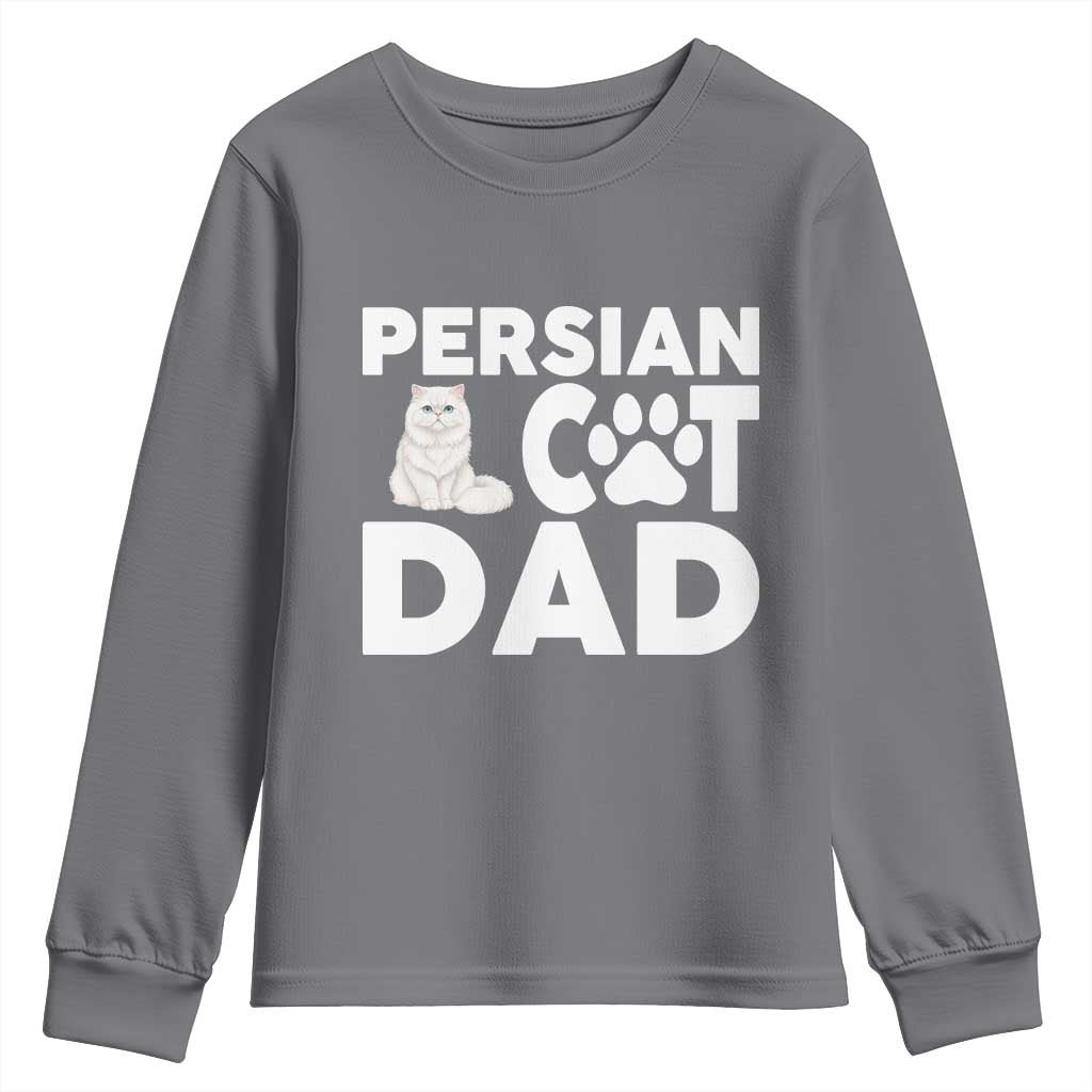 Proud Persian Cat Dad Youth Sweatshirt Funny Fluffy Cat Lover Gift TS12 Charcoal Print Your Wear