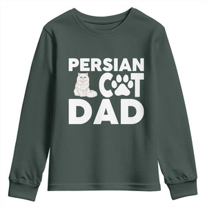 Proud Persian Cat Dad Youth Sweatshirt Funny Fluffy Cat Lover Gift TS12 Dark Forest Green Print Your Wear