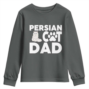 Proud Persian Cat Dad Youth Sweatshirt Funny Fluffy Cat Lover Gift TS12 Dark Heather Print Your Wear