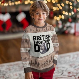 Proud British Shorthair Dad Ugly Christmas Sweater Cute Cat Fathers Day Gift TS12 Mocha Mousse Print Your Wear