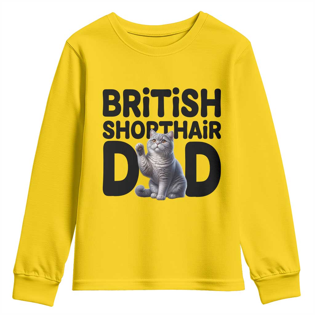 Proud British Shorthair Dad Youth Sweatshirt Cute Cat Fathers Day Gift TS12 Daisy Print Your Wear