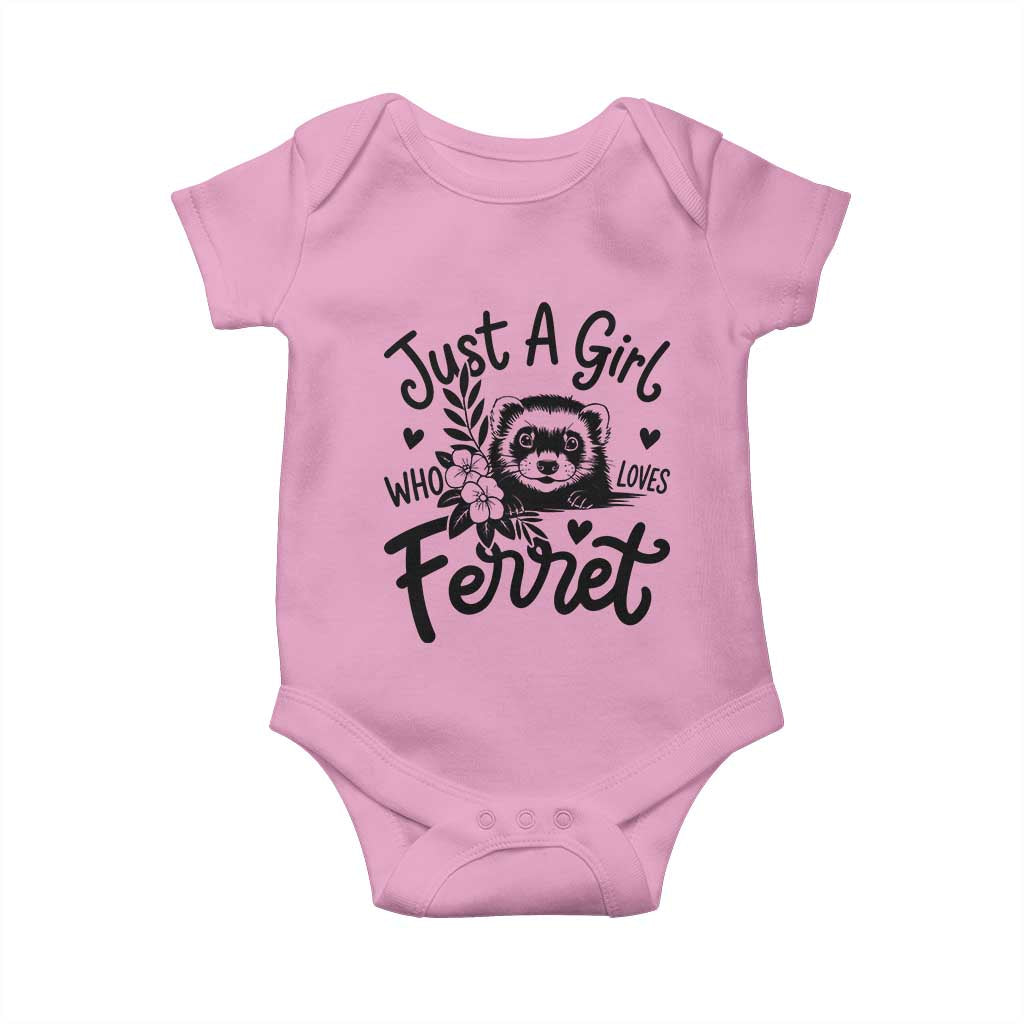 Just a Girl Who Loves Ferrets Baby Onesie Exotic Pet Owner Gift TS12 Light Pink Print Your Wear