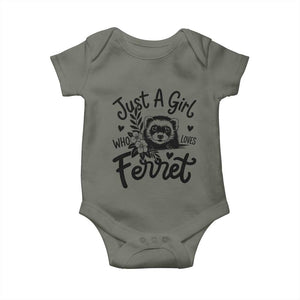 Just a Girl Who Loves Ferrets Baby Onesie Exotic Pet Owner Gift TS12 Military Green Print Your Wear