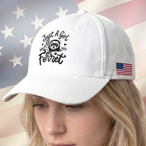 Just a Girl Who Loves Ferrets Baseball Cap Exotic Pet Owner Gift TS12 Print Your Wear