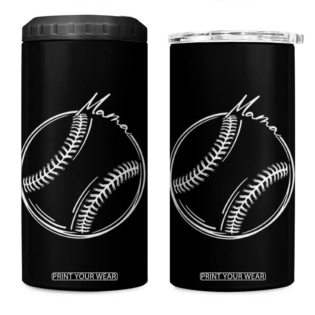 Baseball Mama Graphic 4 in 1 Can Cooler Tumbler Game Day Gift For Baseball Moms TS12 One Size: 16 oz Black Print Your Wear