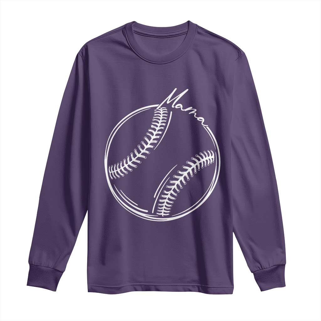 Baseball Mama Graphic Long Sleeve Shirt Game Day Gift For Baseball Moms TS12 Purple Print Your Wear