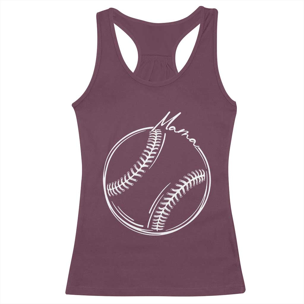 Baseball Mama Graphic Racerback Tank Top Game Day Gift For Baseball Moms TS12 Maroon Print Your Wear