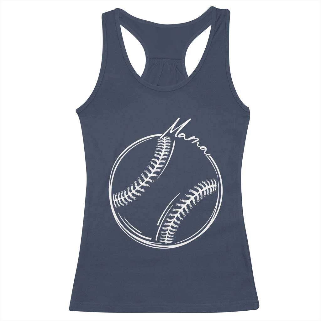 Baseball Mama Graphic Racerback Tank Top Game Day Gift For Baseball Moms TS12 Navy Print Your Wear
