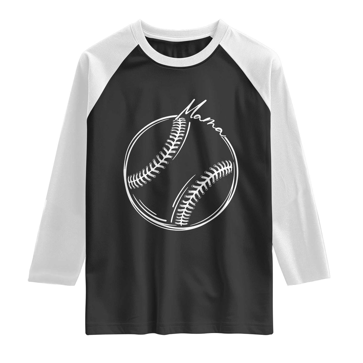Baseball Mama Graphic Raglan Shirt Game Day Gift For Baseball Moms TS12 Black White Print Your Wear
