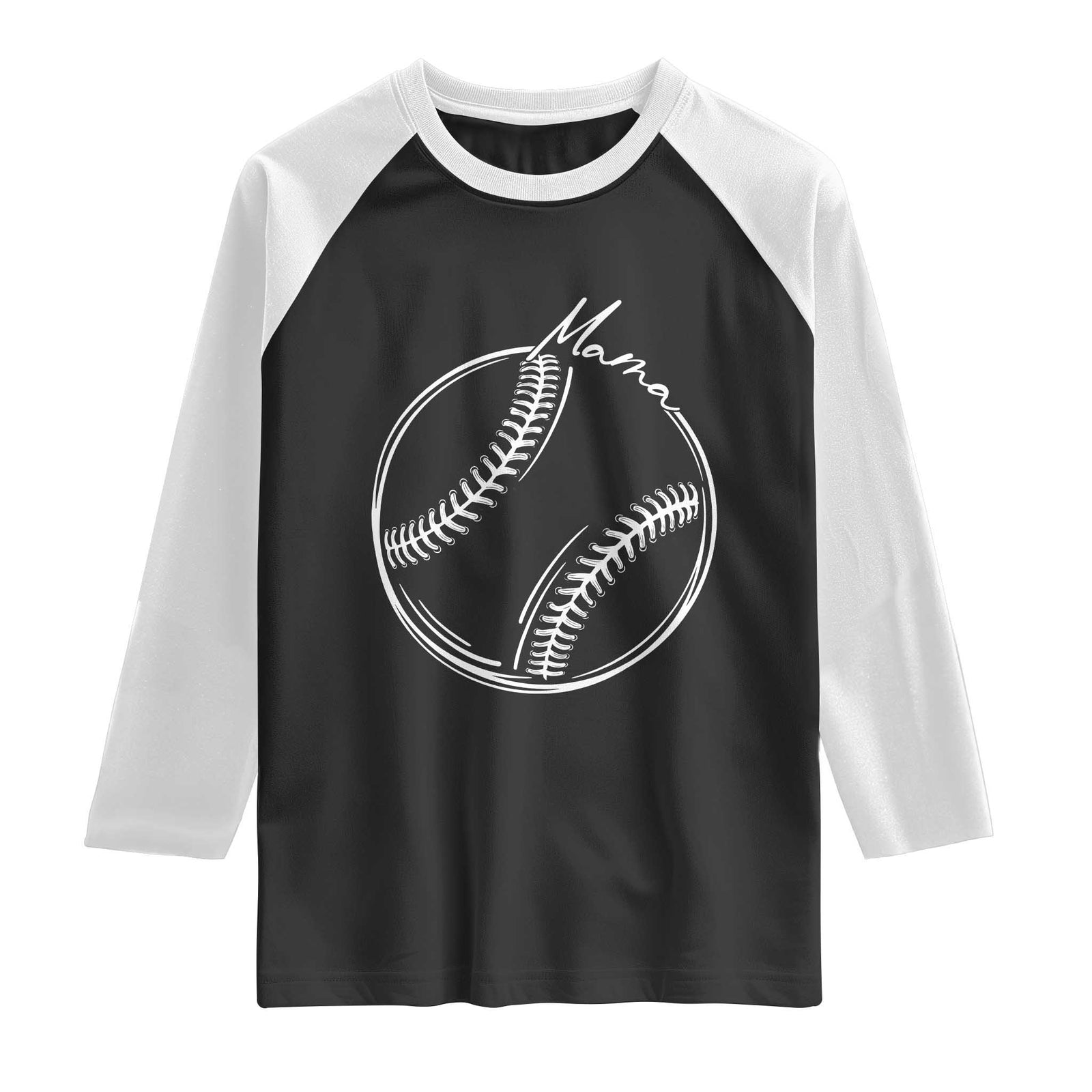 Baseball Mama Graphic Raglan Shirt Game Day Gift For Baseball Moms TS12 Black White Print Your Wear