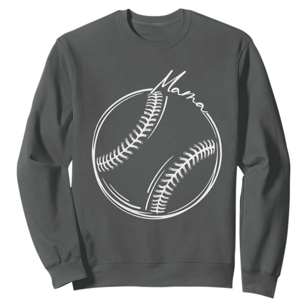 Baseball Mama Graphic Sweatshirt Game Day Gift For Baseball Moms TS12 Dark Heather Print Your Wear