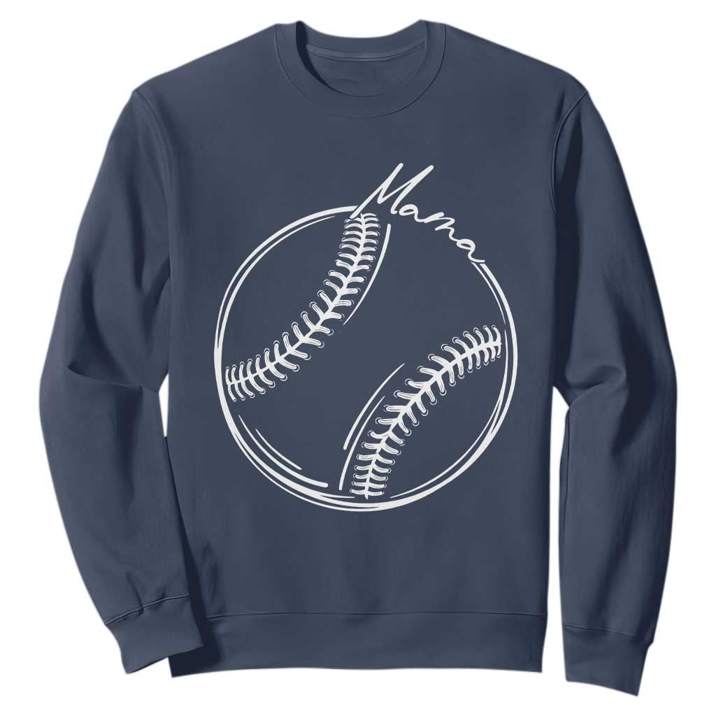Baseball Mama Graphic Sweatshirt Game Day Gift For Baseball Moms TS12 Navy Print Your Wear