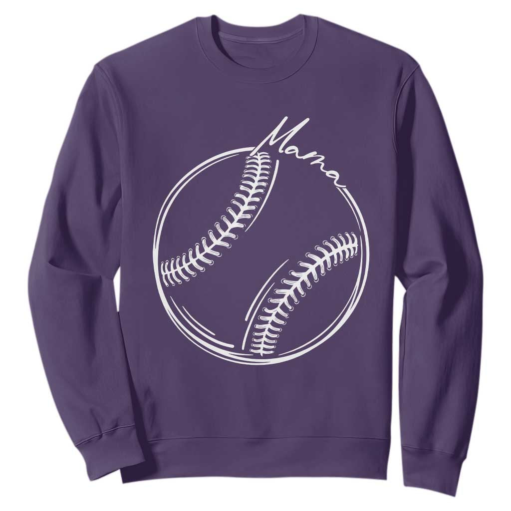 Baseball Mama Graphic Sweatshirt Game Day Gift For Baseball Moms TS12 Purple Print Your Wear