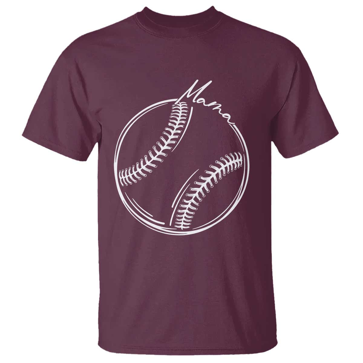 Baseball Mama Graphic T Shirt Game Day Gift For Baseball Moms TS12 Maroon Print Your Wear