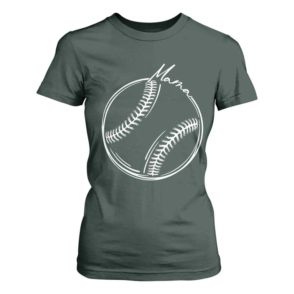 Baseball Mama Graphic T Shirt For Women Game Day Gift For Baseball Moms TS12 Dark Forest Green Print Your Wear