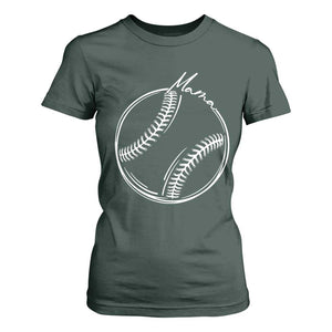 Baseball Mama Graphic T Shirt For Women Game Day Gift For Baseball Moms TS12 Dark Forest Green Print Your Wear