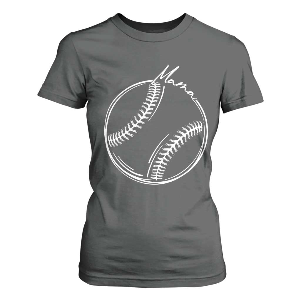 Baseball Mama Graphic T Shirt For Women Game Day Gift For Baseball Moms TS12 Dark Heather Print Your Wear