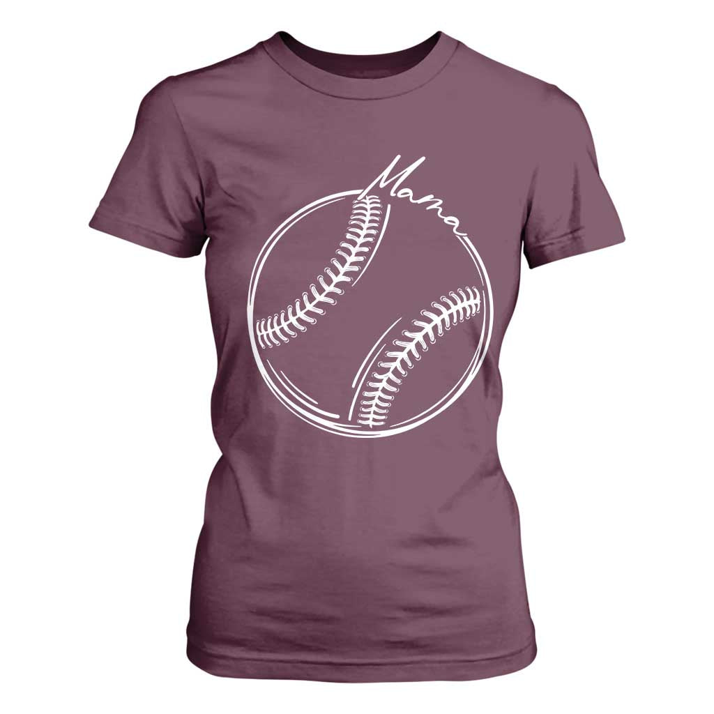 Baseball Mama Graphic T Shirt For Women Game Day Gift For Baseball Moms TS12 Maroon Print Your Wear