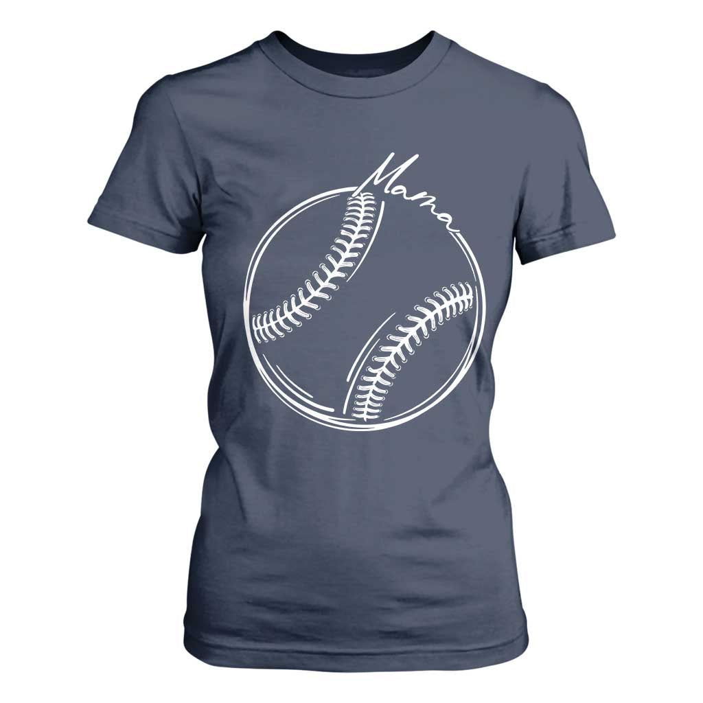 Baseball Mama Graphic T Shirt For Women Game Day Gift For Baseball Moms TS12 Navy Print Your Wear