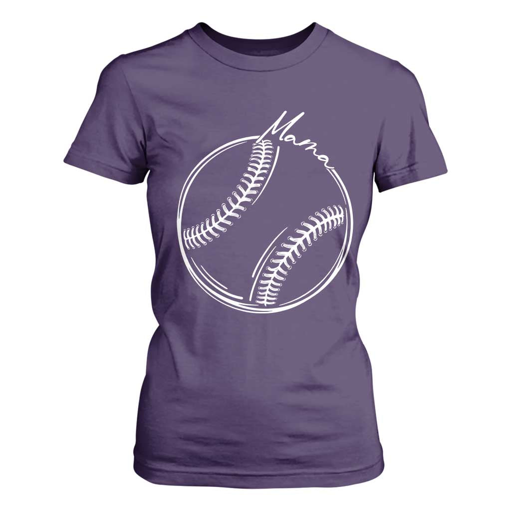 Baseball Mama Graphic T Shirt For Women Game Day Gift For Baseball Moms TS12 Purple Print Your Wear