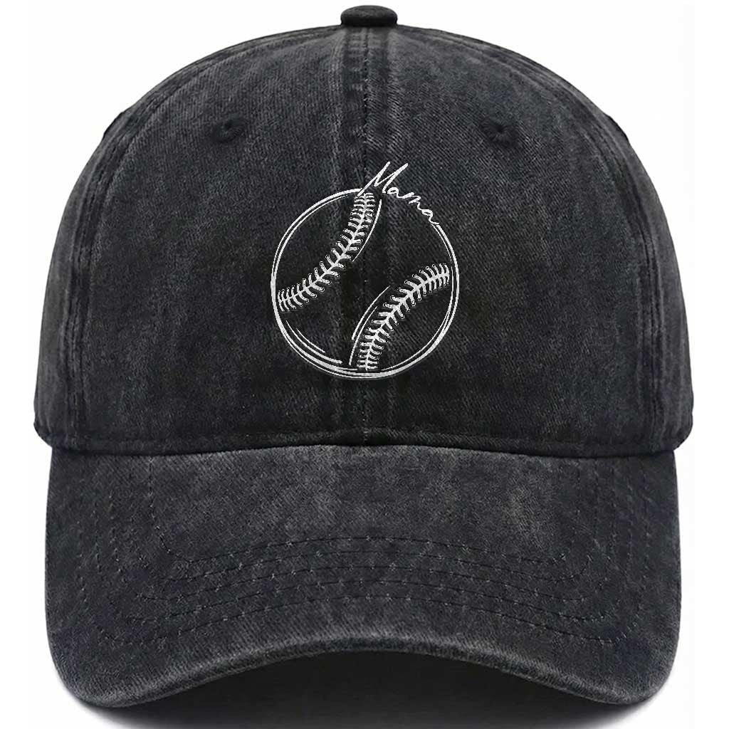Baseball Mama Graphic Washed Cotton Baseball Cap Game Day Gift For Baseball Moms TS12 Print Your Wear
