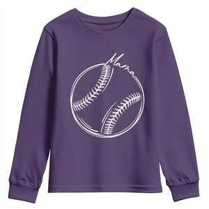 Baseball Mama Graphic Youth Sweatshirt Game Day Gift For Baseball Moms TS12 Purple Print Your Wear
