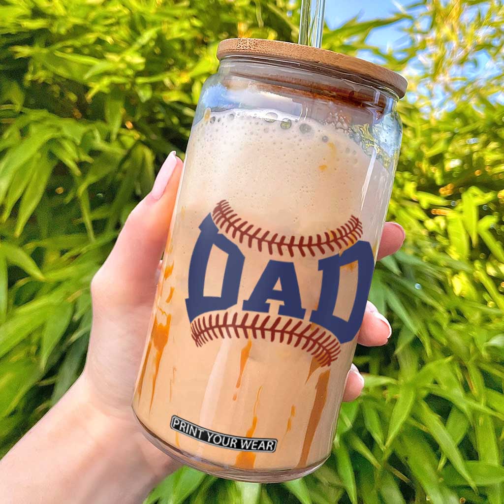 Proud Baseball Dad Glass Can Game Day Gift For Him TS12 White Print Your Wear