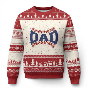 Proud Baseball Dad Ugly Christmas Sweater Game Day Gift For Him TS12 Beige Red Print Your Wear
