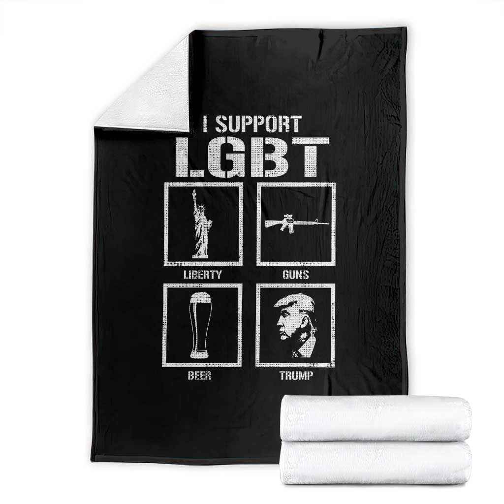 I Support LGBT Liberty Guns Beer Trump Throw Blanket Funny Patriotic Parody Graphic TS12 Black Print Your Wear