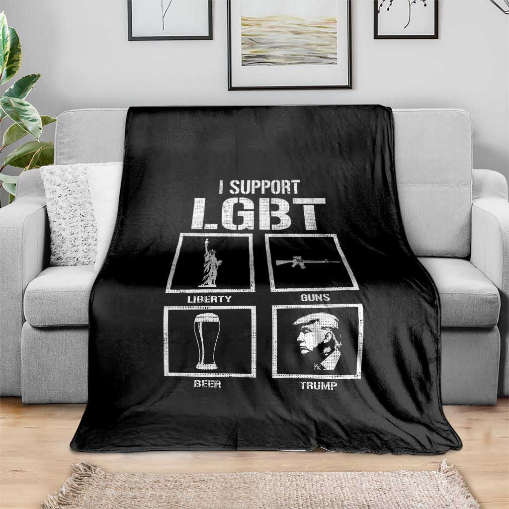 I Support LGBT Liberty Guns Beer Trump Throw Blanket Funny Patriotic Parody Graphic TS12 Print Your Wear