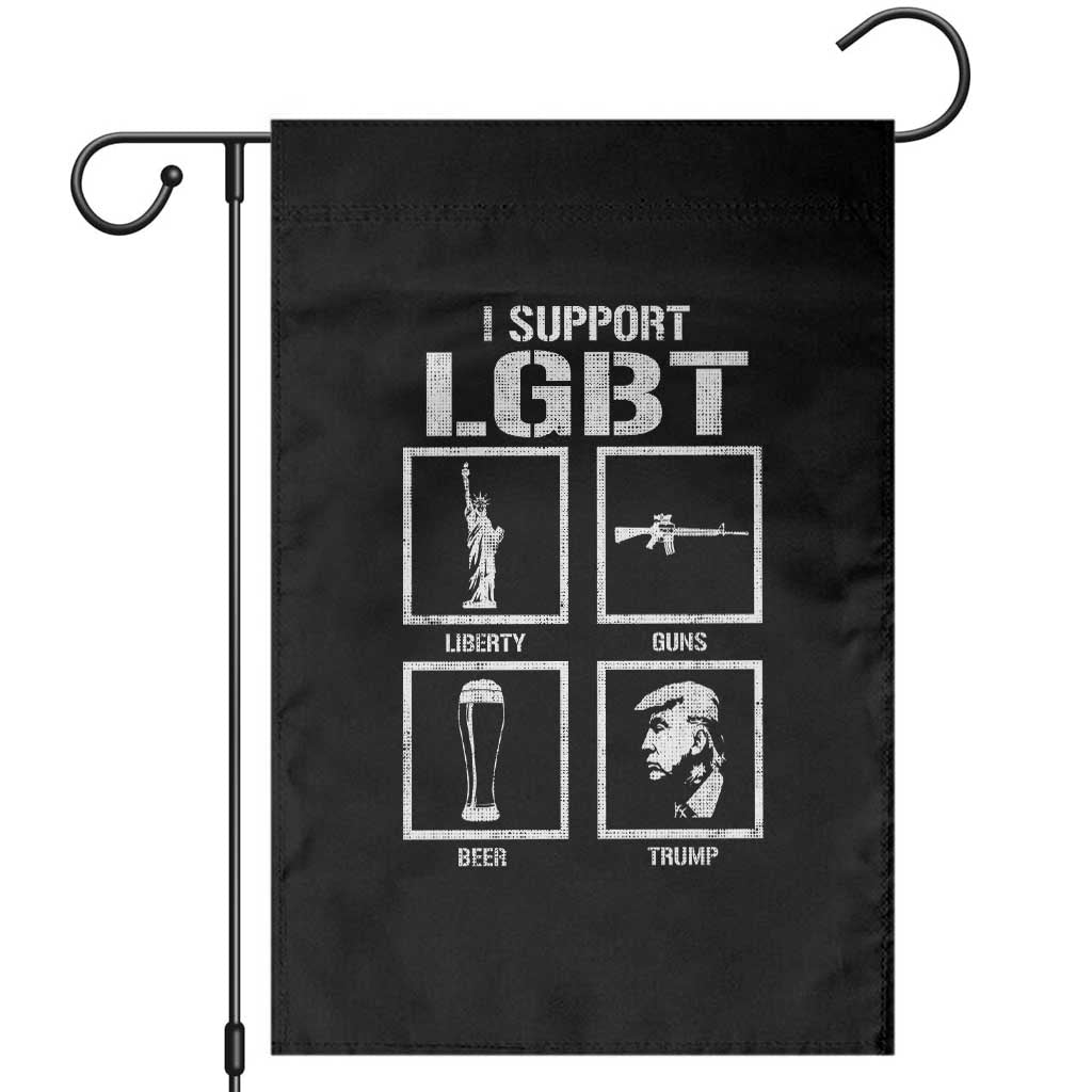 I Support LGBT Liberty Guns Beer Trump Garden Flag Funny Patriotic Parody Graphic