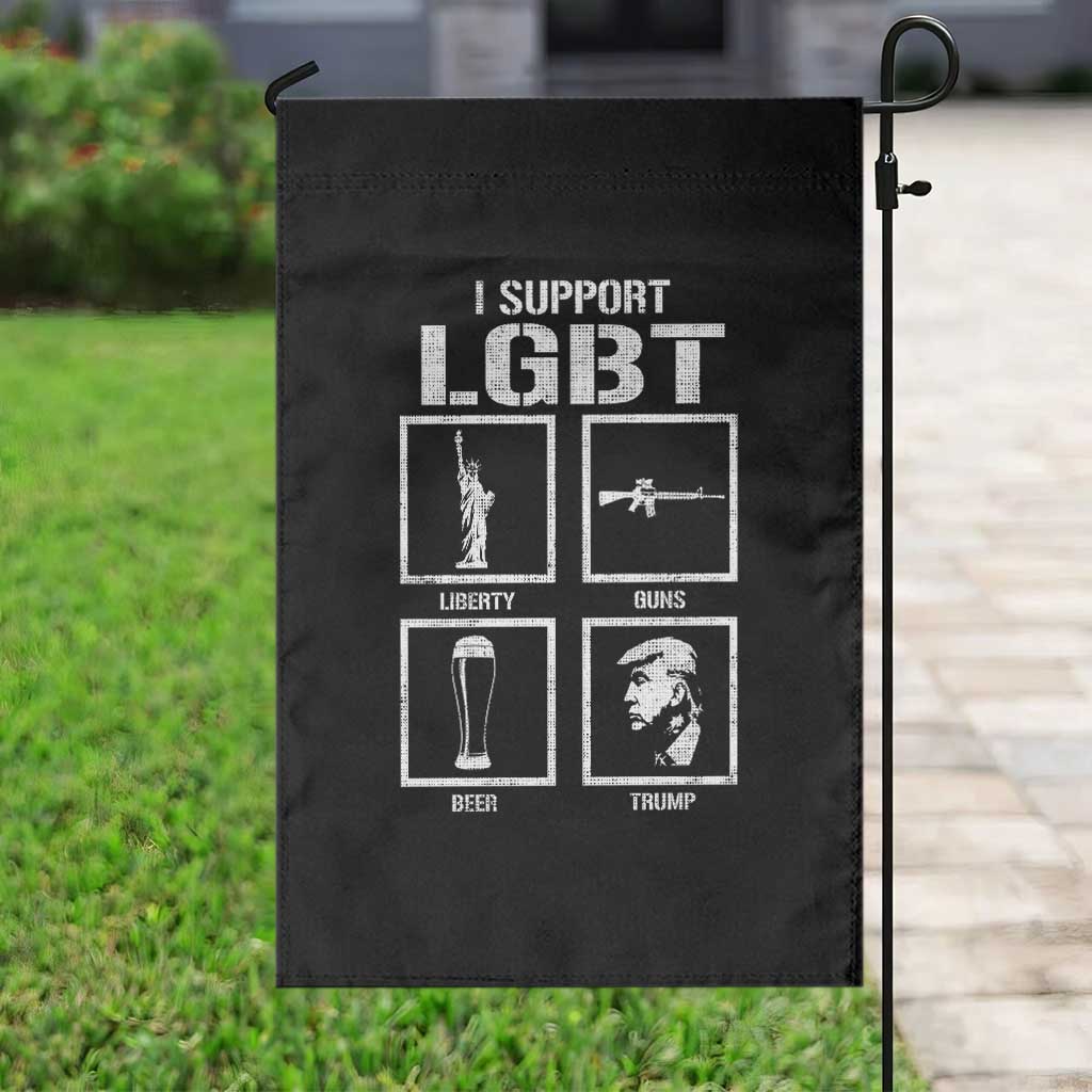 I Support LGBT Liberty Guns Beer Trump Garden Flag Funny Patriotic Parody Graphic