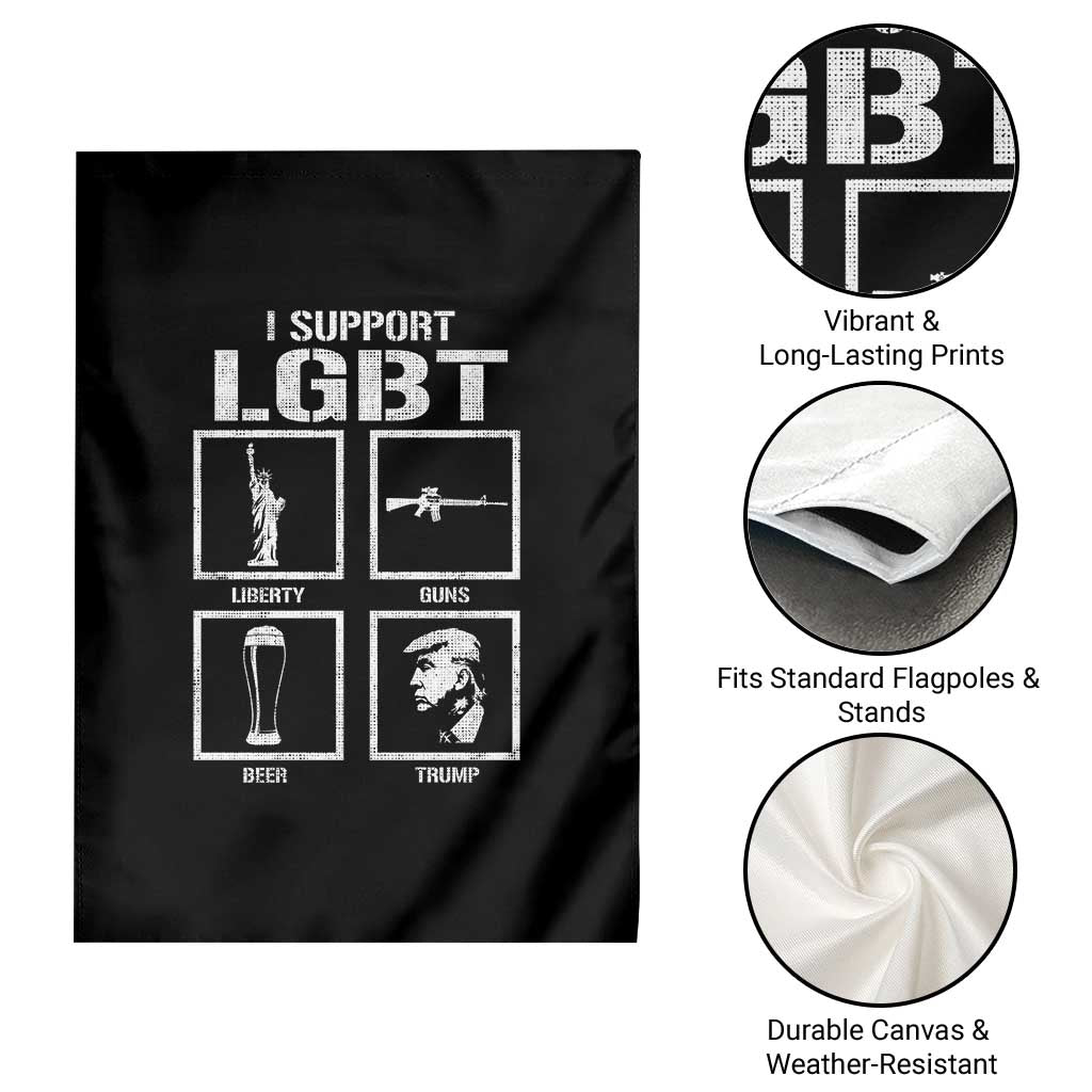 I Support LGBT Liberty Guns Beer Trump Garden Flag Funny Patriotic Parody Graphic