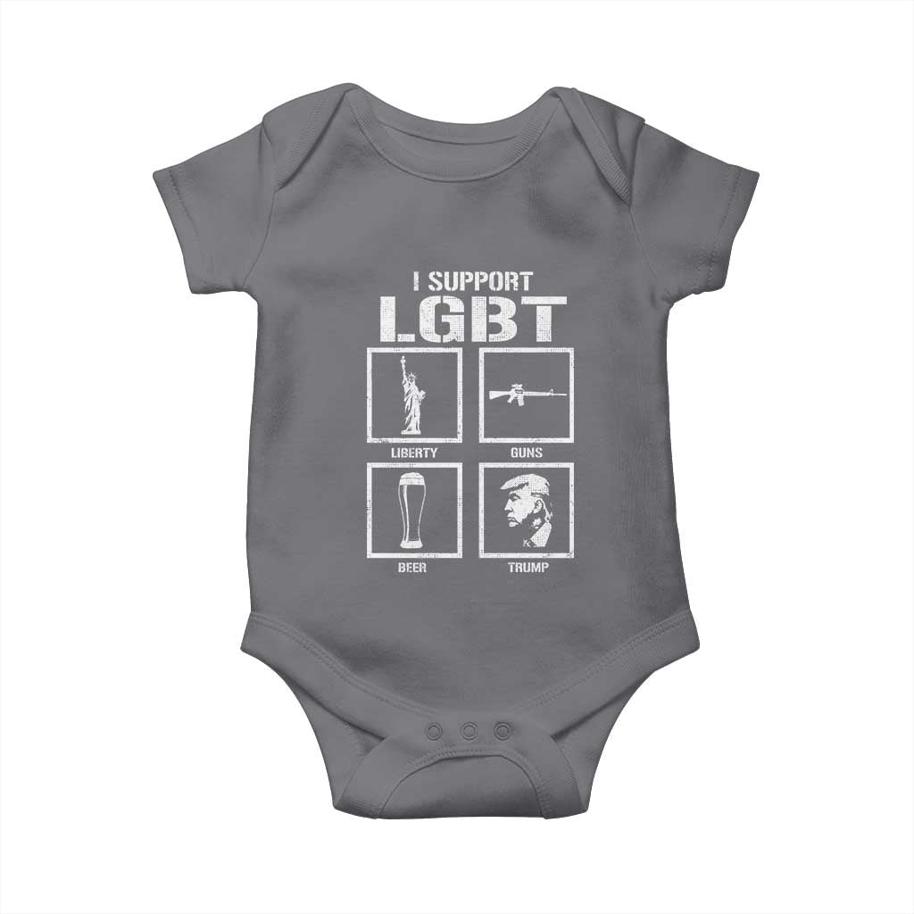 I Support LGBT Liberty Guns Beer Trump Baby Onesie Funny Patriotic Parody Graphic