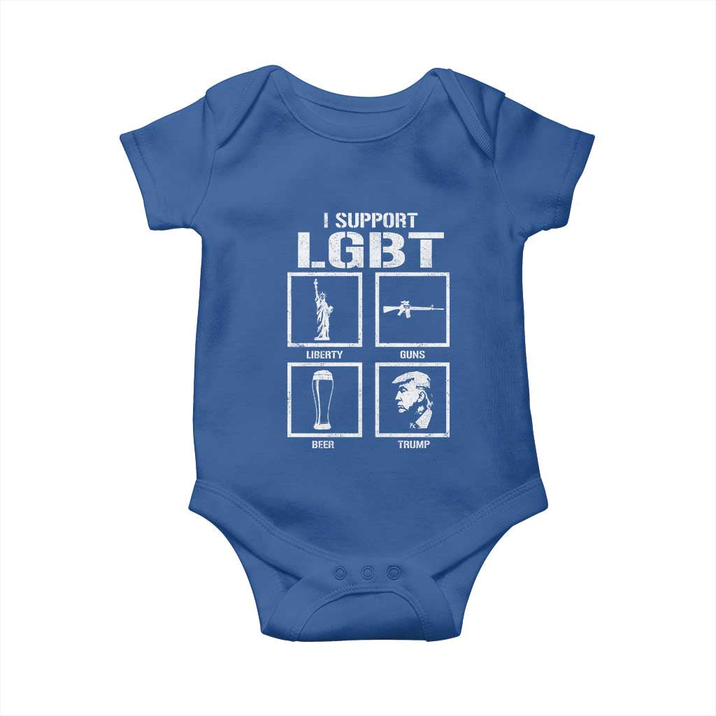 I Support LGBT Liberty Guns Beer Trump Baby Onesie Funny Patriotic Parody Graphic