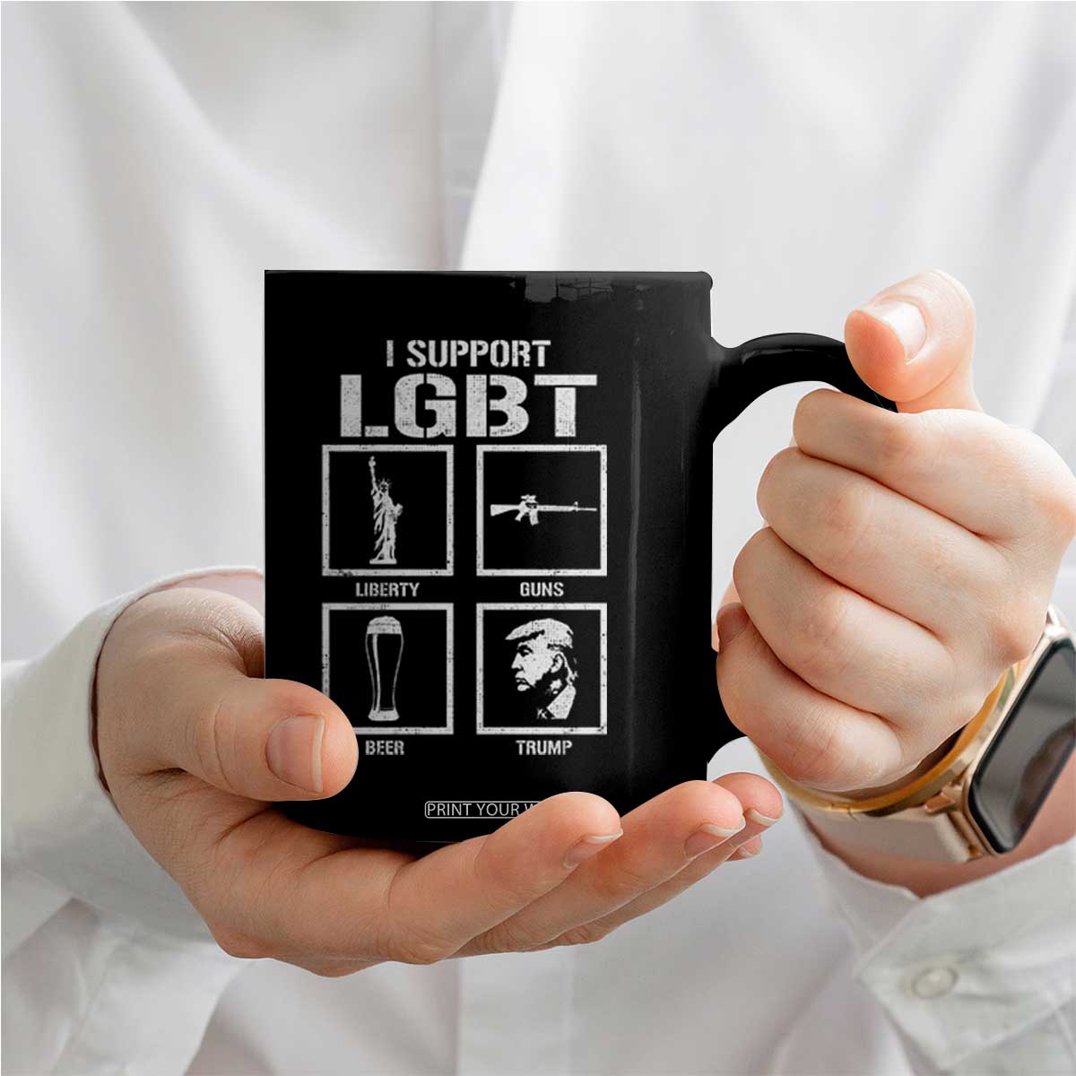I Support LGBT Liberty Guns Beer Trump Coffee Mug Funny Patriotic Parody Graphic TS12 Print Your Wear
