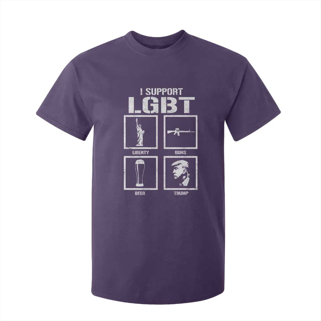 I Support LGBT Liberty Guns Beer Trump T Shirt For Kid Funny Patriotic Parody Graphic TS12 Purple Print Your Wear