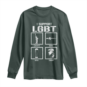 I Support LGBT Liberty Guns Beer Trump Long Sleeve Shirt Funny Patriotic Parody Graphic TS12 Dark Forest Green Print Your Wear