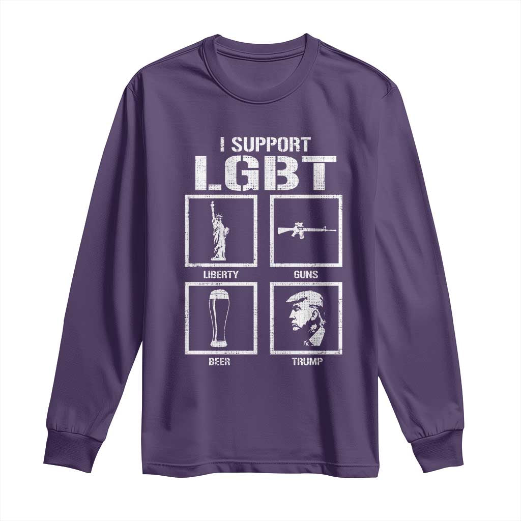 I Support LGBT Liberty Guns Beer Trump Long Sleeve Shirt Funny Patriotic Parody Graphic TS12 Purple Print Your Wear