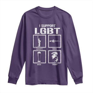 I Support LGBT Liberty Guns Beer Trump Long Sleeve Shirt Funny Patriotic Parody Graphic TS12 Purple Print Your Wear