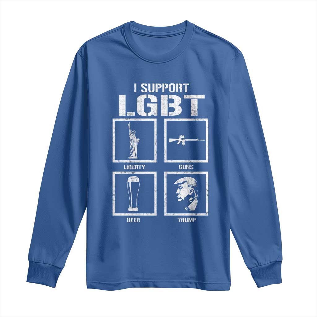 I Support LGBT Liberty Guns Beer Trump Long Sleeve Shirt Funny Patriotic Parody Graphic TS12 Royal Blue Print Your Wear