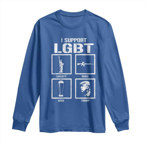 I Support LGBT Liberty Guns Beer Trump Long Sleeve Shirt Funny Patriotic Parody Graphic TS12 Royal Blue Print Your Wear