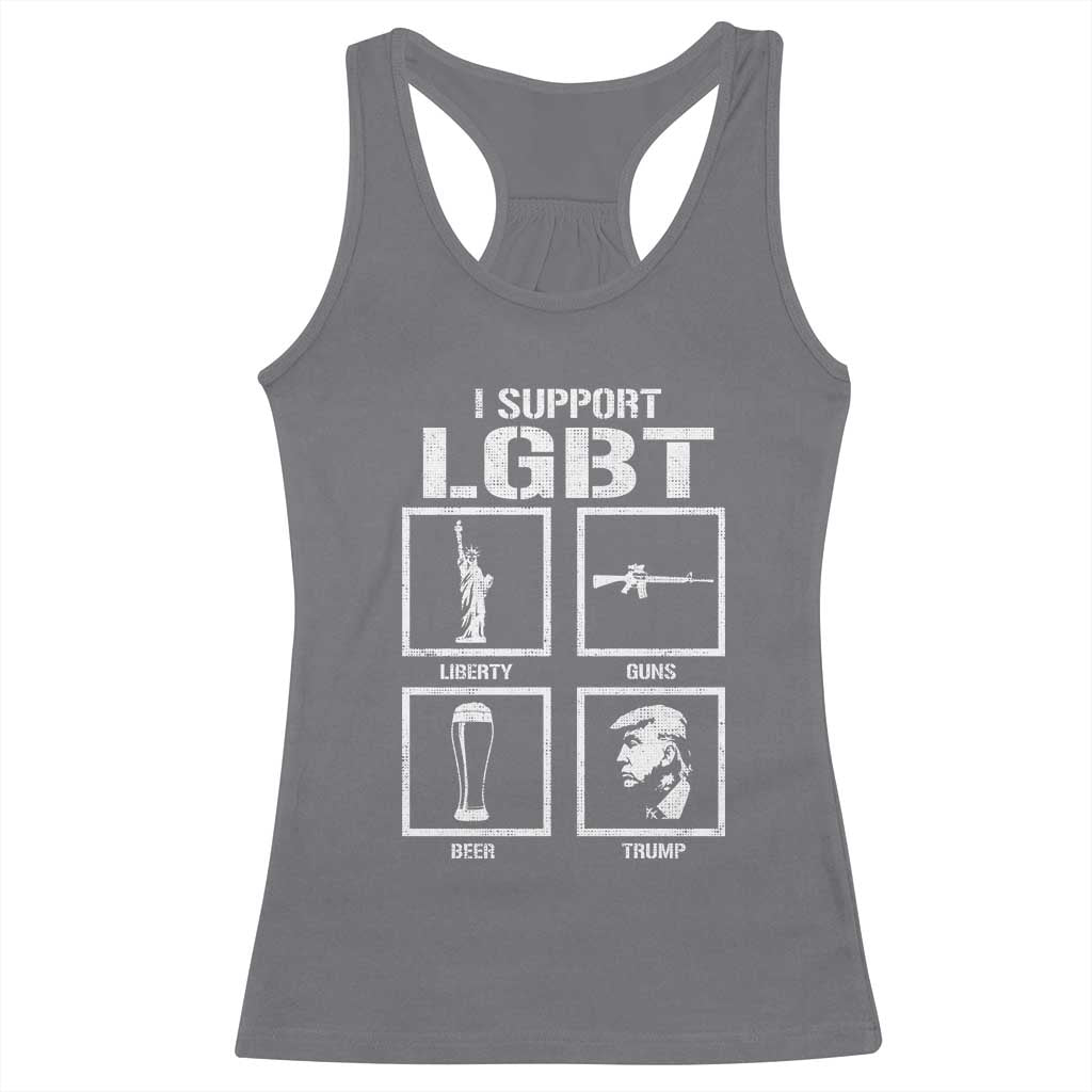 I Support LGBT Liberty Guns Beer Trump Racerback Tank Top Funny Patriotic Parody Graphic TS12 Charcoal Print Your Wear