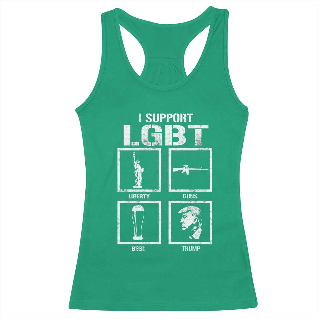 I Support LGBT Liberty Guns Beer Trump Racerback Tank Top Funny Patriotic Parody Graphic TS12 Irish Green Print Your Wear