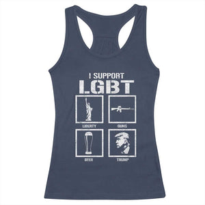 I Support LGBT Liberty Guns Beer Trump Racerback Tank Top Funny Patriotic Parody Graphic TS12 Navy Print Your Wear