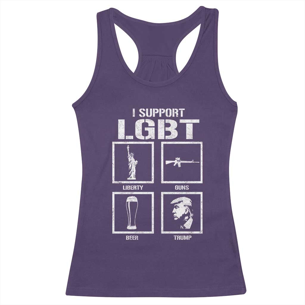 I Support LGBT Liberty Guns Beer Trump Racerback Tank Top Funny Patriotic Parody Graphic TS12 Purple Print Your Wear
