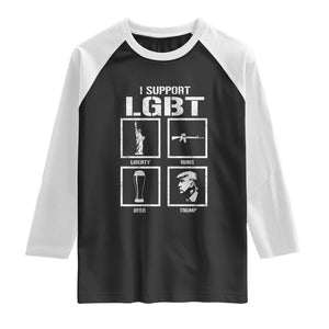 I Support LGBT Liberty Guns Beer Trump Raglan Shirt Funny Patriotic Parody Graphic TS12 Black White Print Your Wear